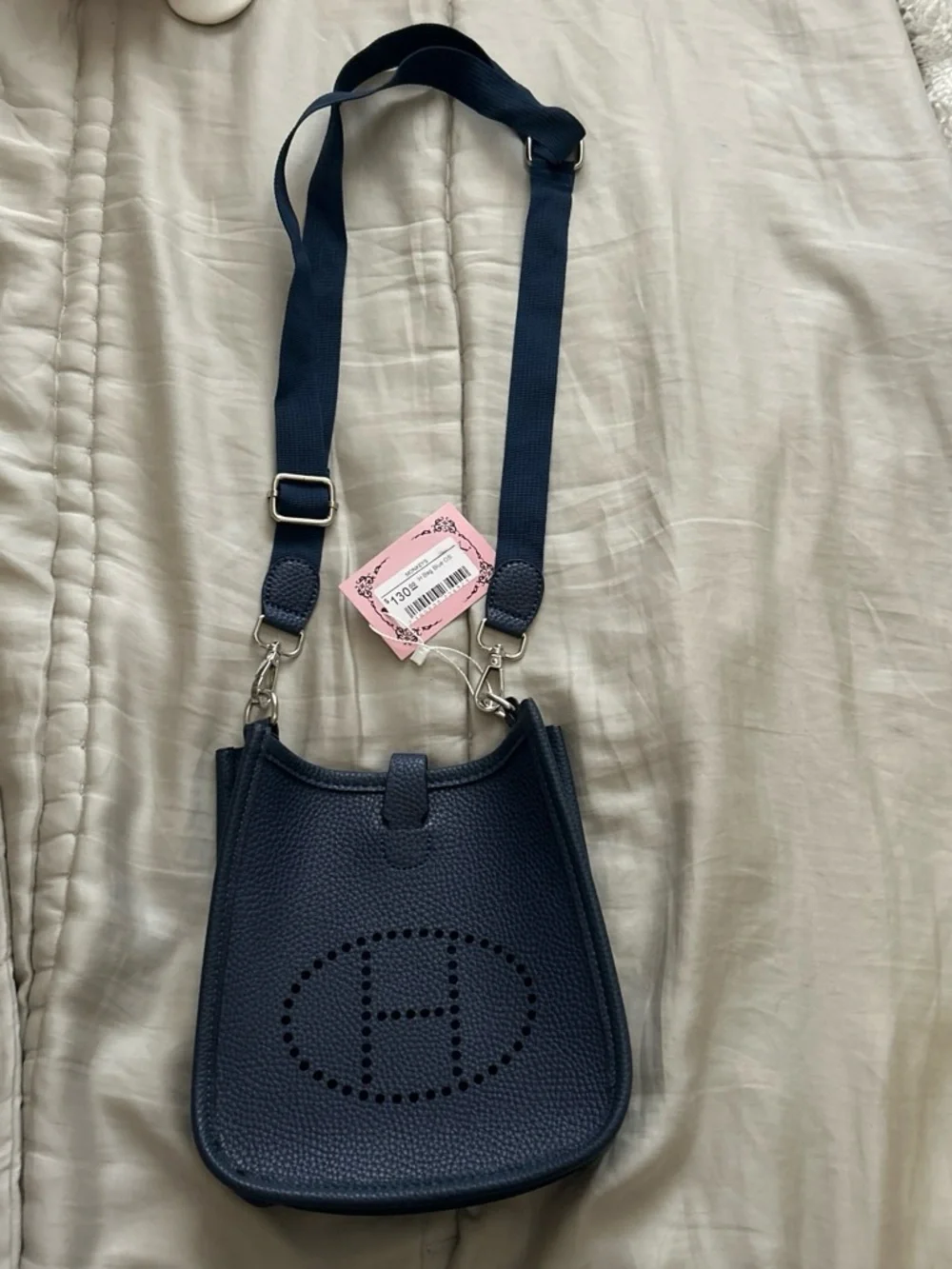 H Blue Leather Crossbody Handbag - Unbranded